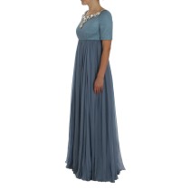 Dolce & Gabbana Elegantes Kleid aus Seide mit Kristallverzierungen