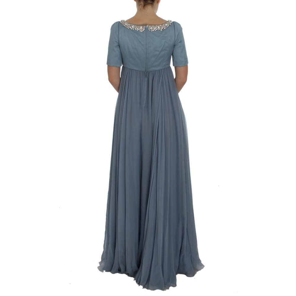 Dolce & Gabbana Elegantes Kleid aus Seide mit Kristallverzierungen