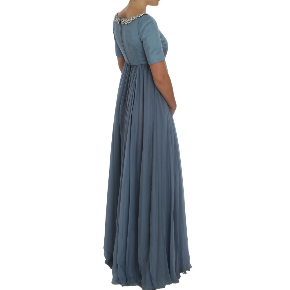 Dolce & Gabbana Elegantes Kleid aus Seide mit Kristallverzierungen