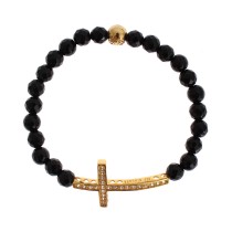 Nialaya Vergoldetes Sterling-Armband mit CZ-Diamant-Kreuz