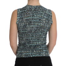 Dolce & Gabbana Elegantes blaues Wollwesten-Pullover-Top