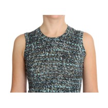 Dolce & Gabbana Elegantes blaues Wollwesten-Pullover-Top