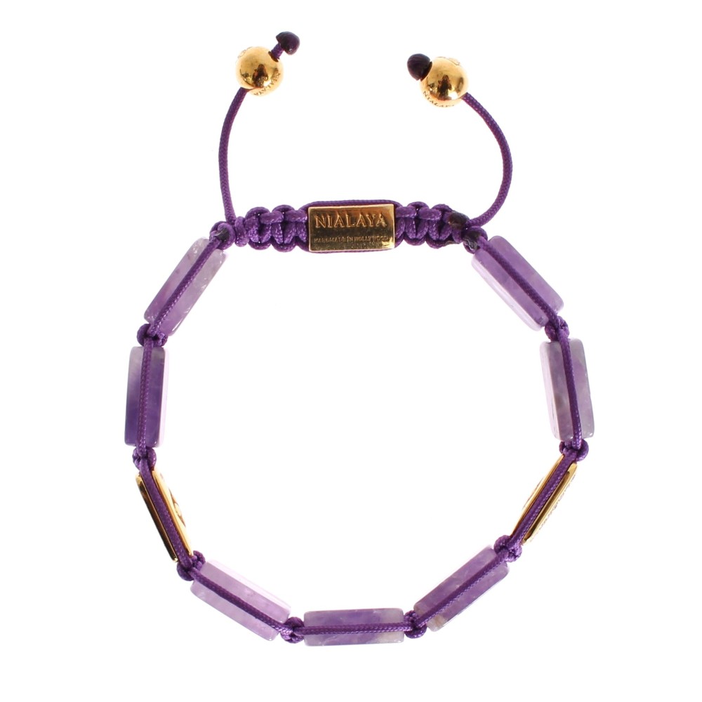 Nialaya Schillerndes diamantvergoldetes Amethyst-Armband