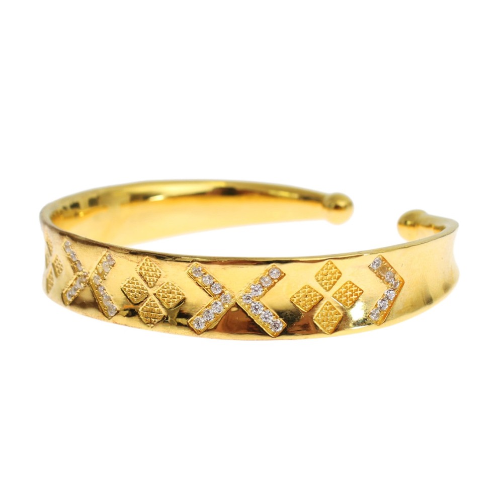 Nialaya Elegantes vergoldetes Silber CZ-Armband