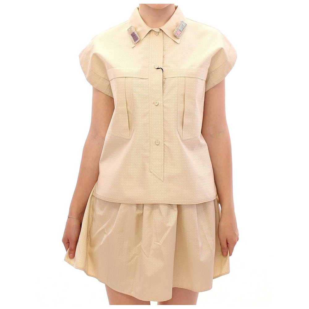 Andrea Incontri Elegantes beigefarbenes Blusentank-Top