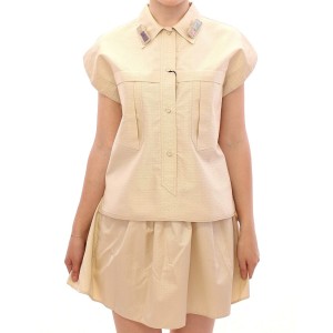 Andrea Incontri Elegantes beigefarbenes Blusentank-Top