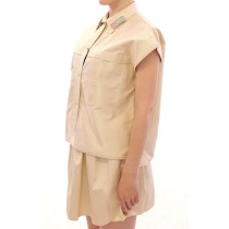 Andrea Incontri Elegantes beigefarbenes Blusentank-Top