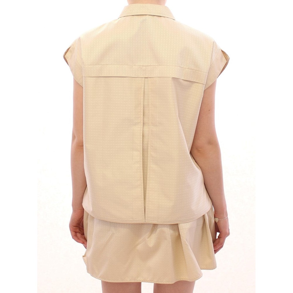 Andrea Incontri Elegantes beigefarbenes Blusentank-Top