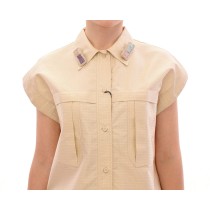 Andrea Incontri Elegantes beigefarbenes Blusentank-Top