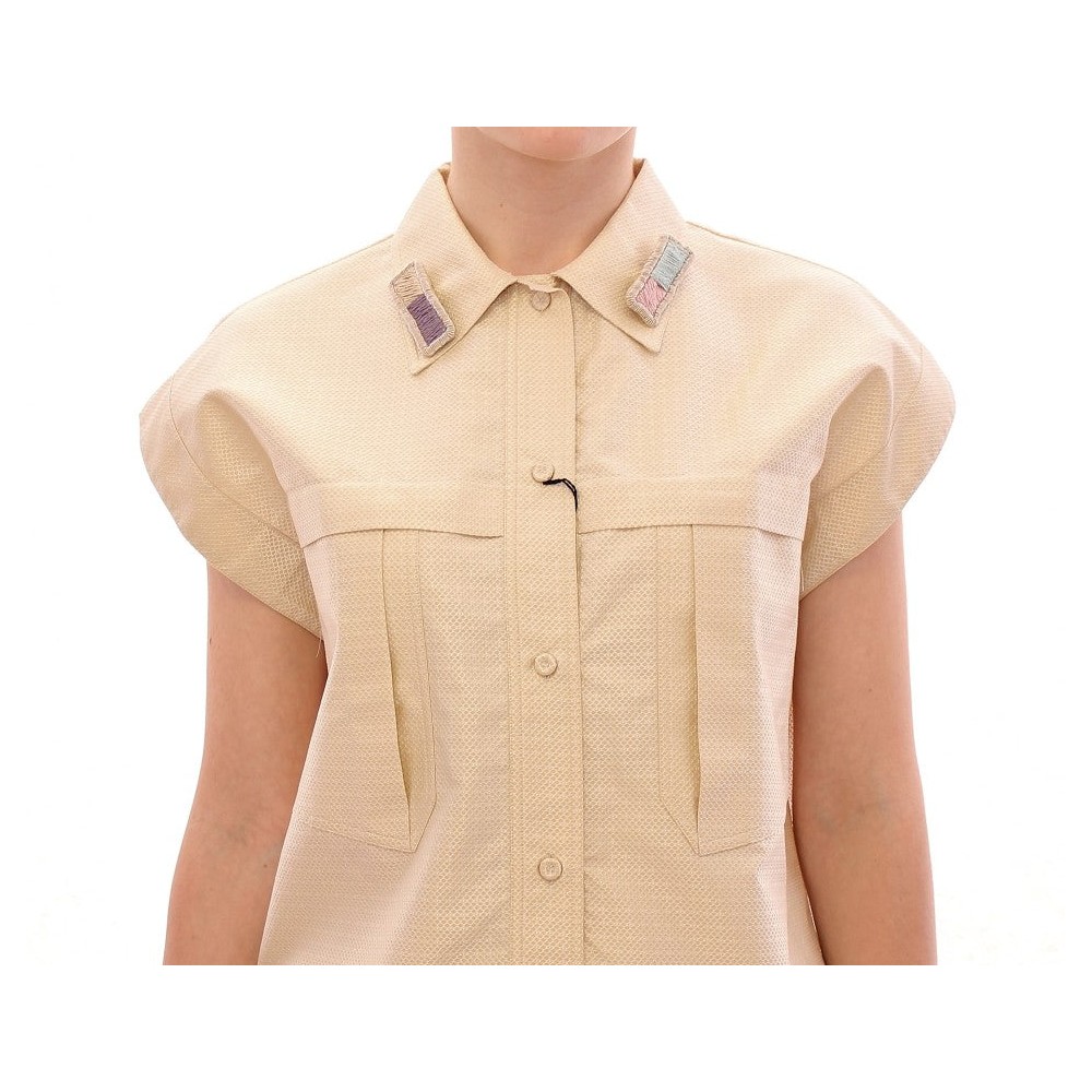 Andrea Incontri Elegantes beigefarbenes Blusentank-Top