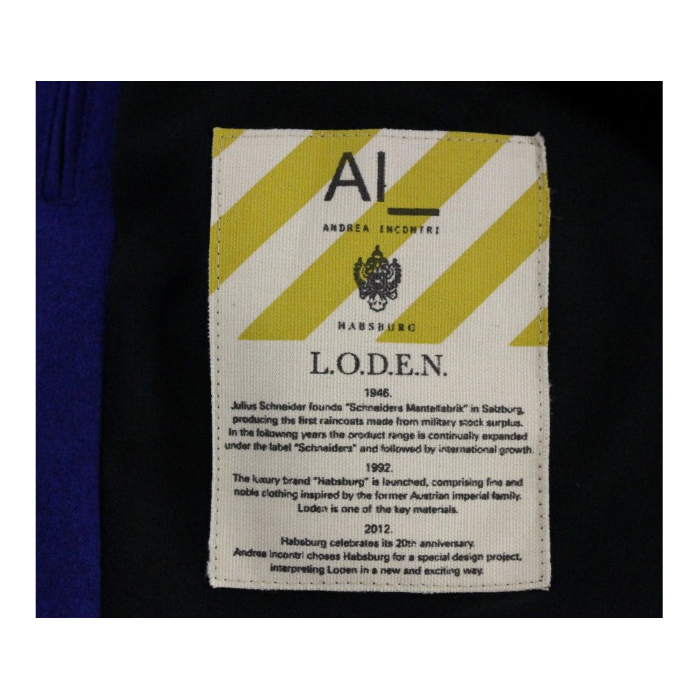Andrea Incontri Elegantes blaues Wollsakko mit abnehmbarem Kragen