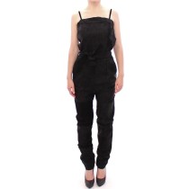 La Maison du Couturier Eleganter schwarzer Leder-Overall mit Taillenriemen