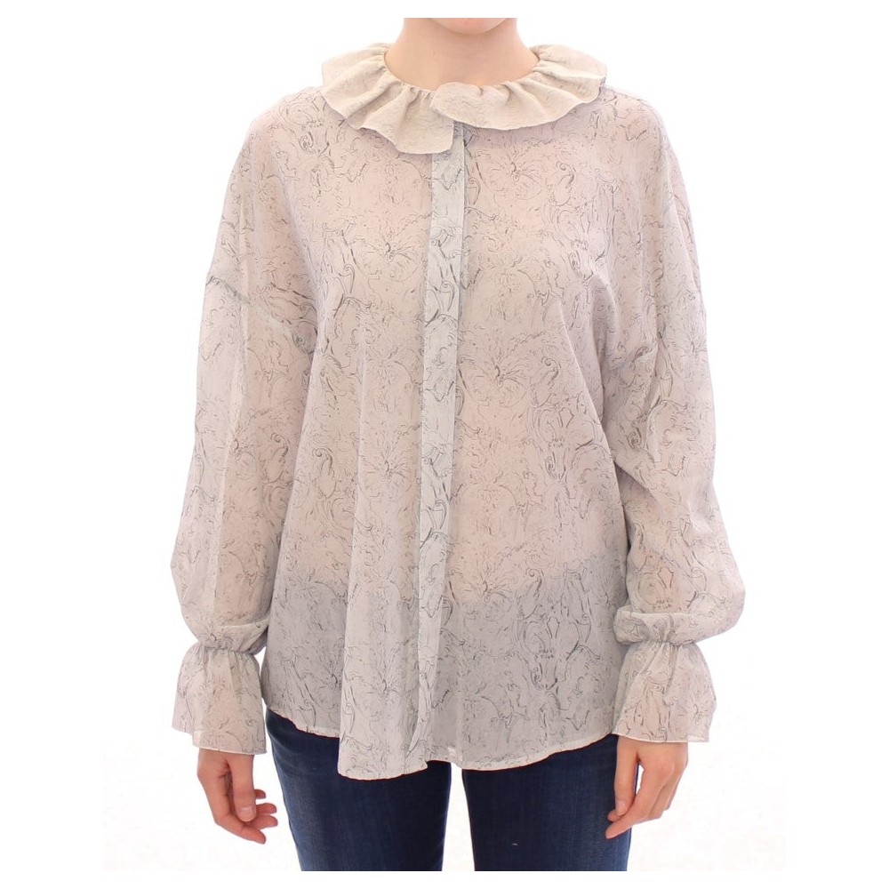 Vika Gazinskaya Elegante blaue Tunika-Bluse aus Baumwolle