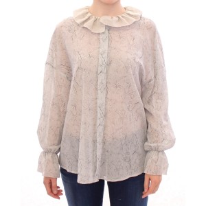 Vika Gazinskaya Elegante blaue Tunika-Bluse aus Baumwolle