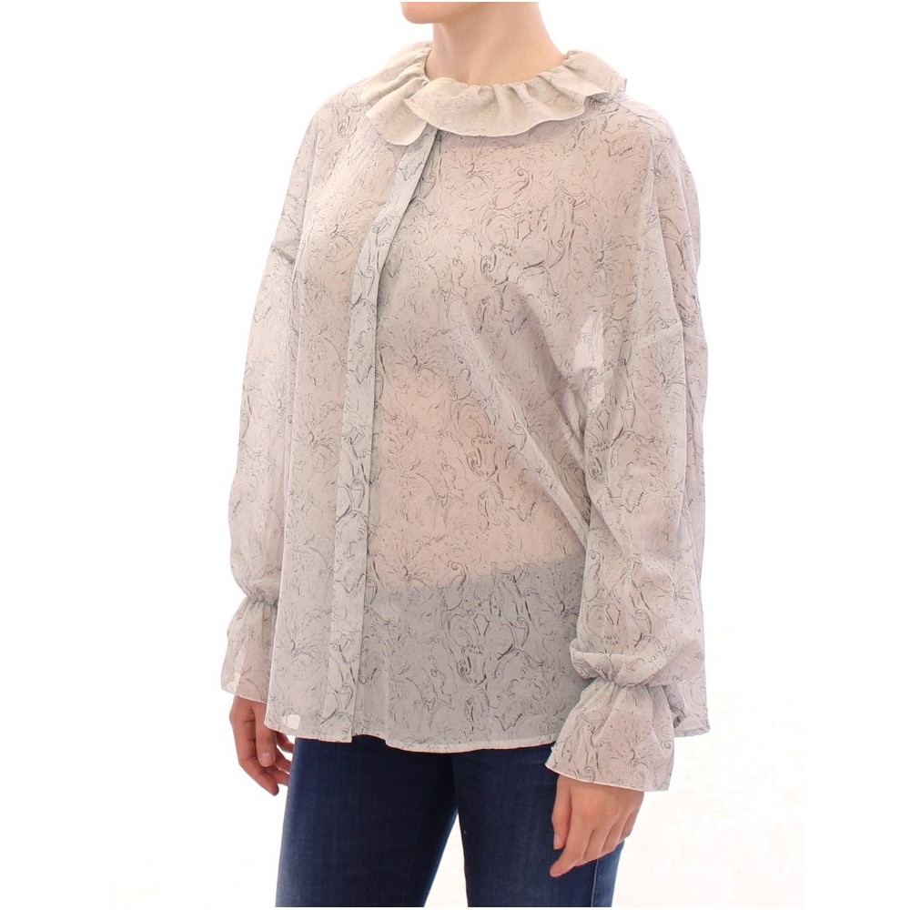Vika Gazinskaya Elegante blaue Tunika-Bluse aus Baumwolle