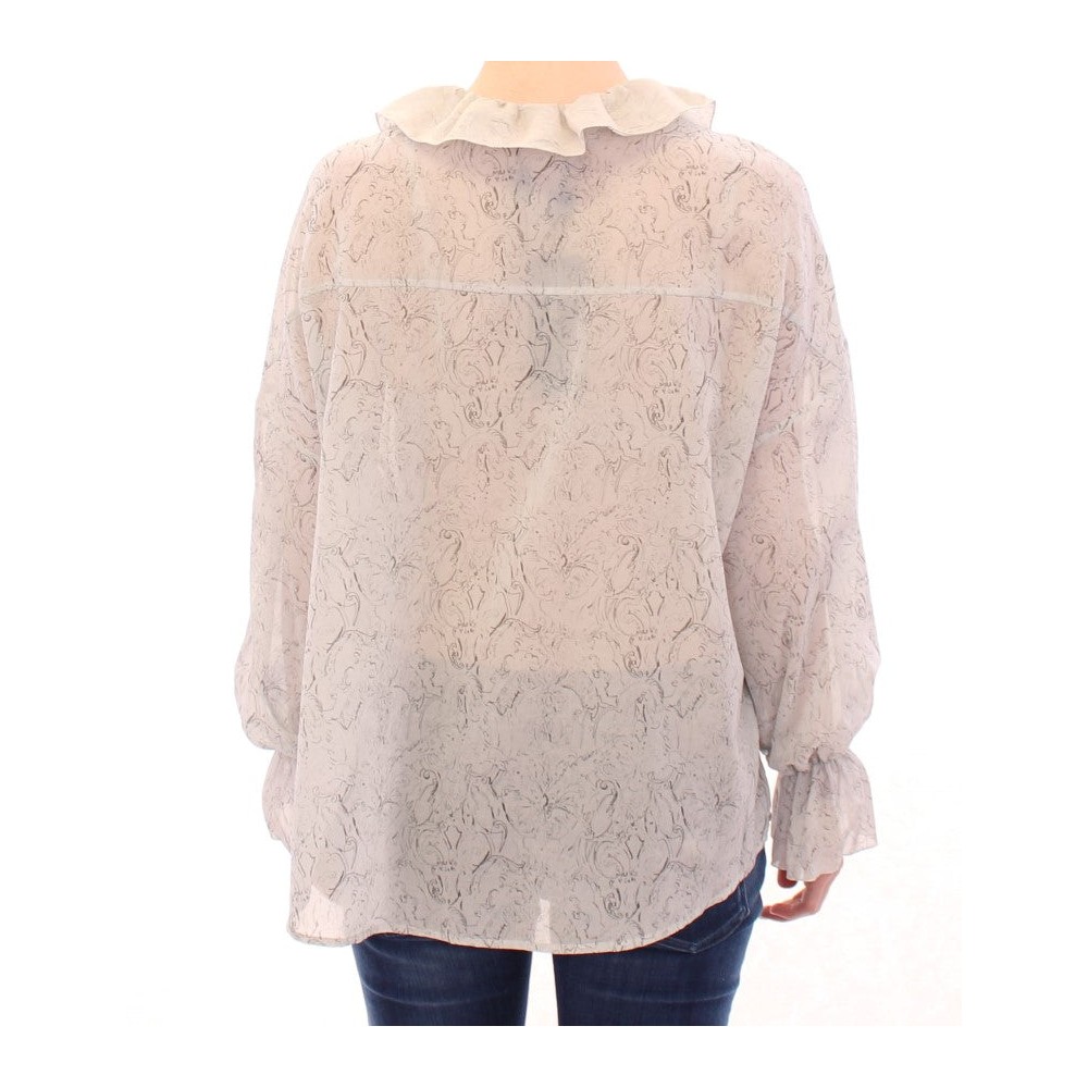 Vika Gazinskaya Elegante blaue Tunika-Bluse aus Baumwolle
