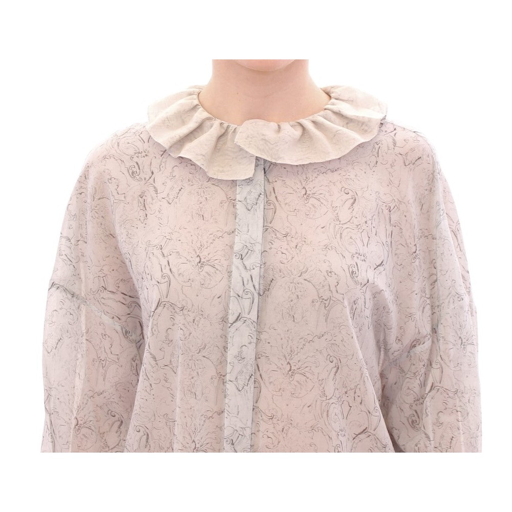 Vika Gazinskaya Elegante blaue Tunika-Bluse aus Baumwolle