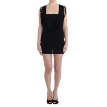 Roccobarocco Elegantes ärmelloses schwarzes Minikleid mit goldenen Details