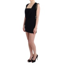 Roccobarocco Elegantes ärmelloses schwarzes Minikleid mit goldenen Details