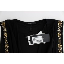 Roccobarocco Elegantes ärmelloses schwarzes Minikleid mit goldenen Details