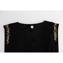 Roccobarocco Elegantes ärmelloses schwarzes Minikleid mit goldenen Details