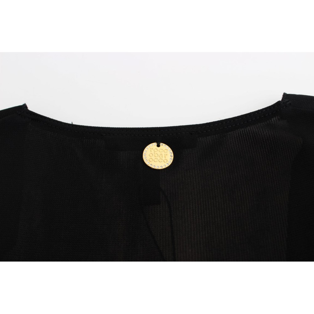 Roccobarocco Elegantes ärmelloses schwarzes Minikleid mit goldenen Details