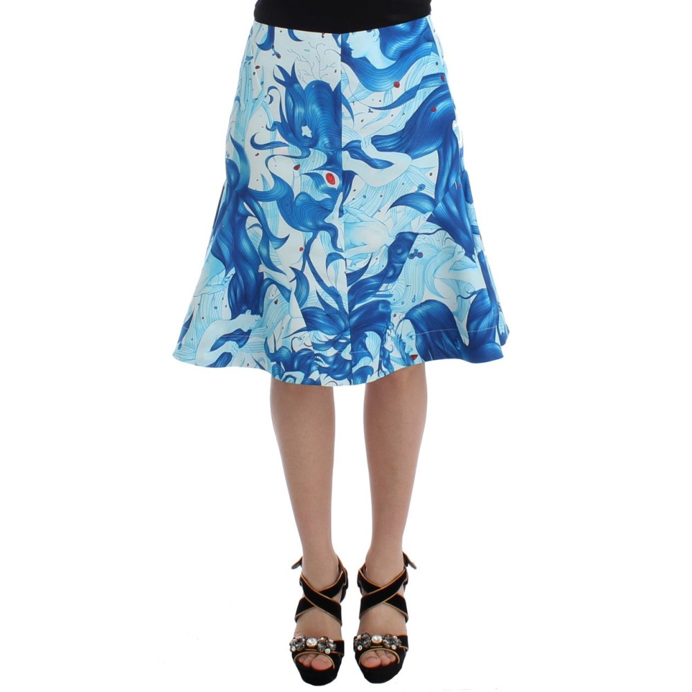 Koonhor Eleganter knielanger Rock mit Fresko-Print