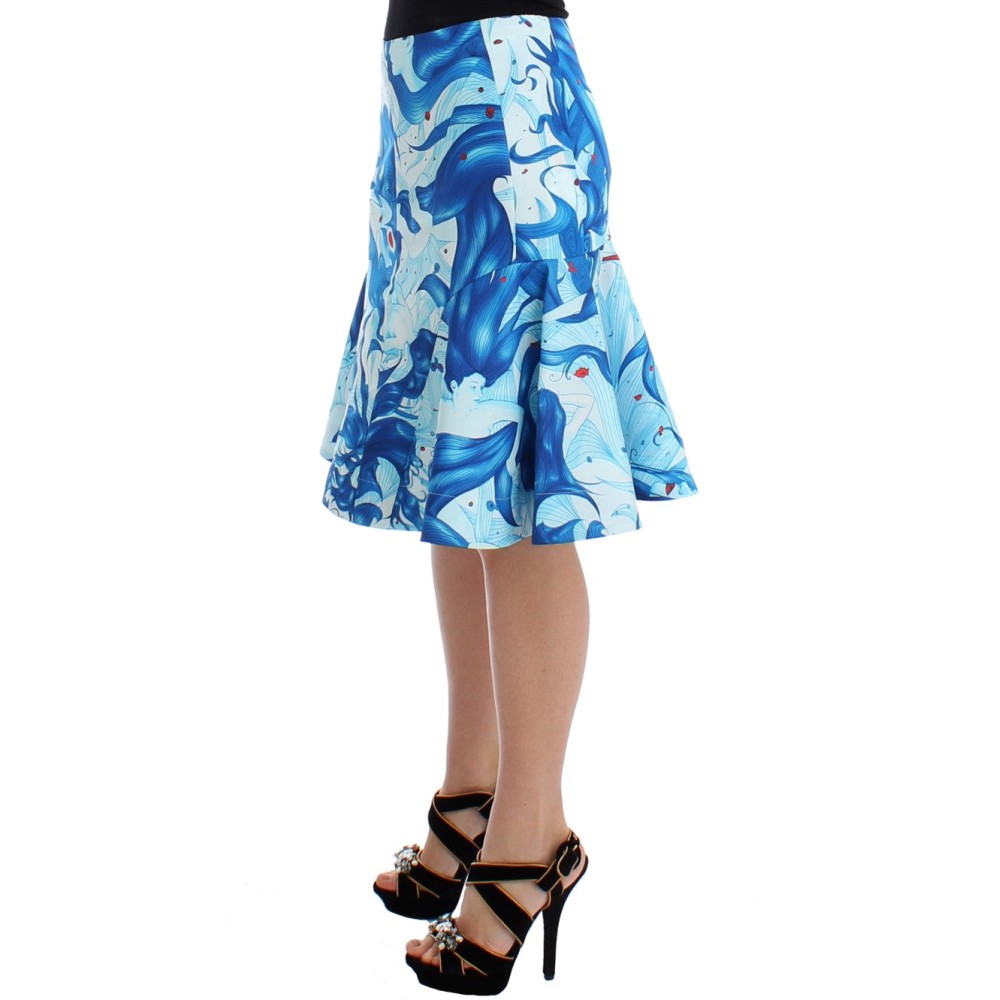 Koonhor Eleganter knielanger Rock mit Fresko-Print