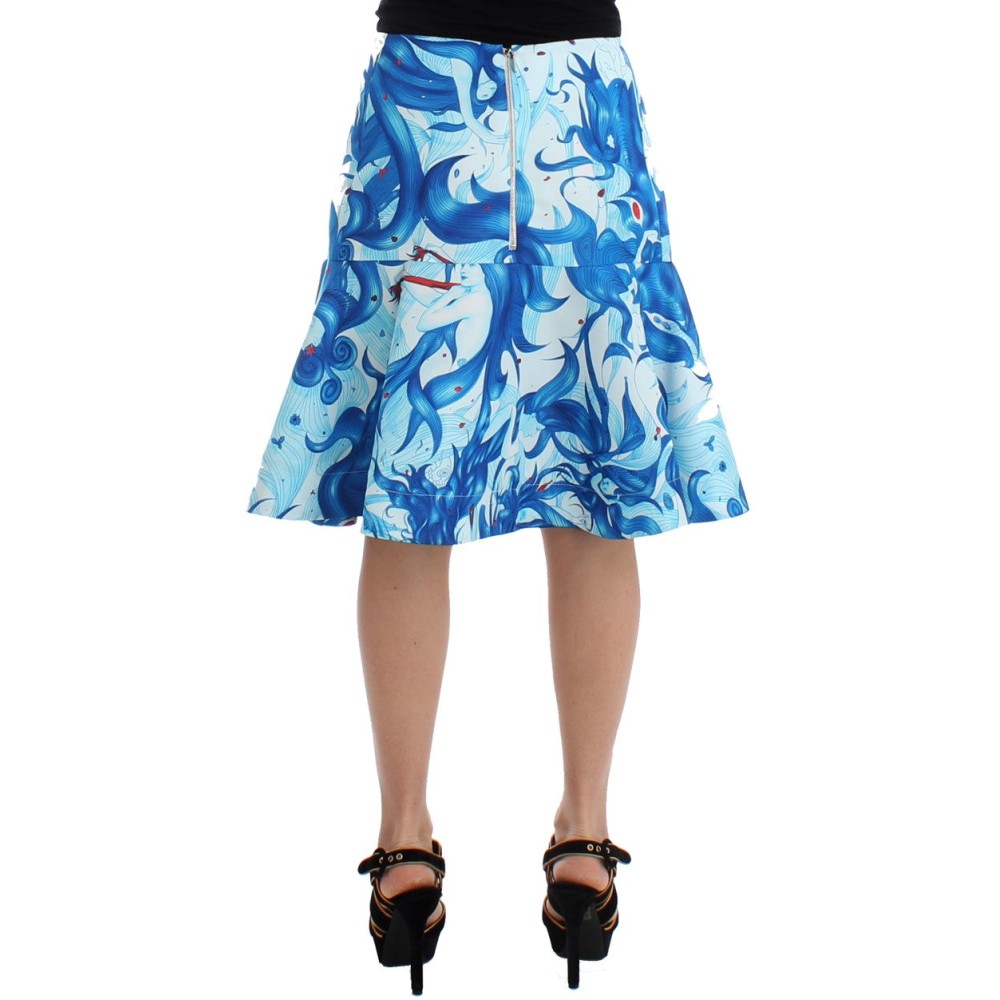 Koonhor Eleganter knielanger Rock mit Fresko-Print