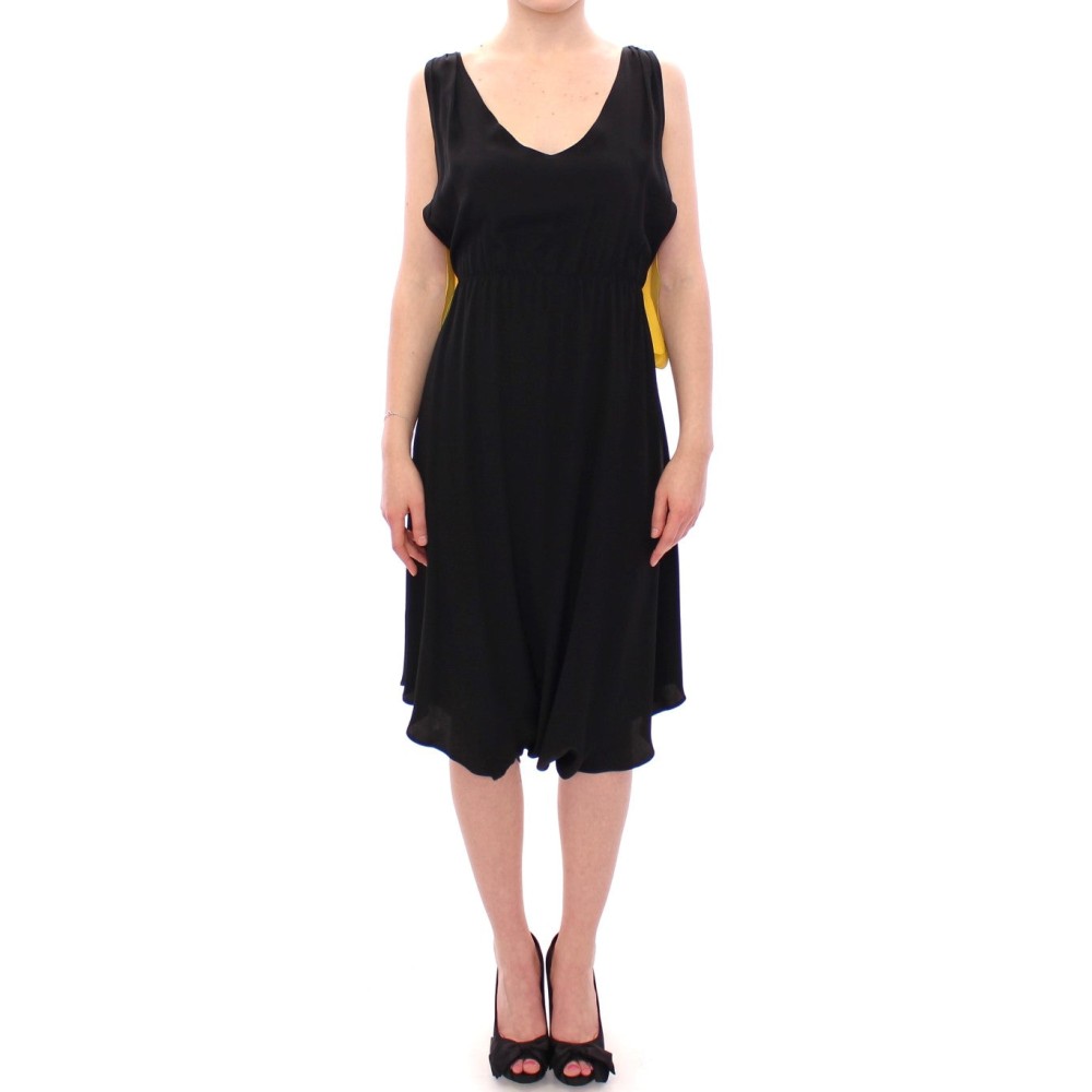 Lamberto Petri Elegantes Shiftkleid aus Seidenmischung in Schwarz und Gelb