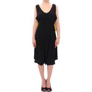 Lamberto Petri Elegantes Shiftkleid aus Seidenmischung in Schwarz und Gelb