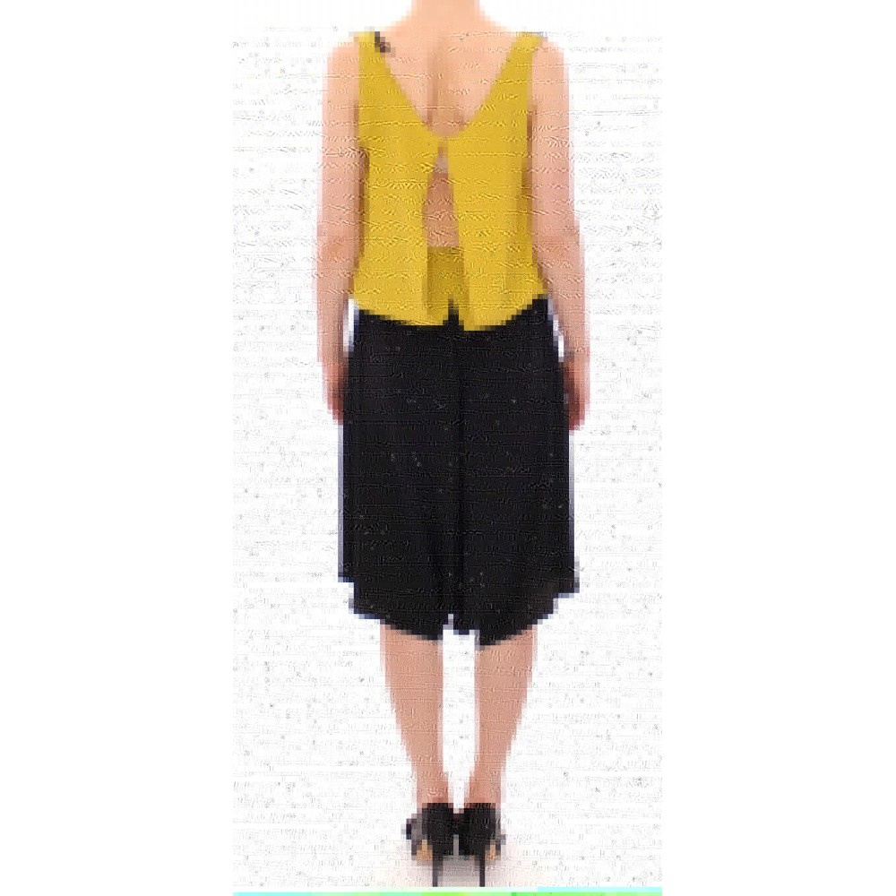Lamberto Petri Elegantes Shiftkleid aus Seidenmischung in Schwarz und Gelb