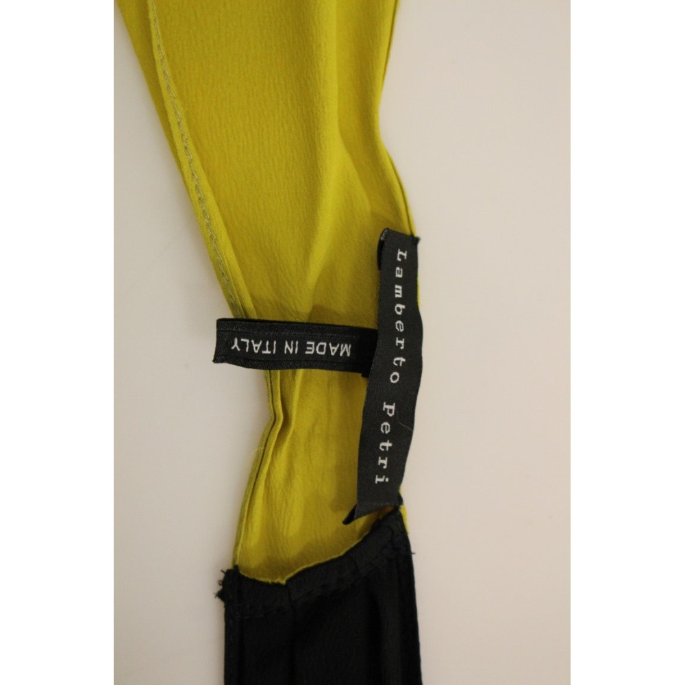 Lamberto Petri Elegantes Shiftkleid aus Seidenmischung in Schwarz und Gelb
