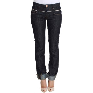 Acht Elegante dunkelblaue Jeans mit geradem Bein
