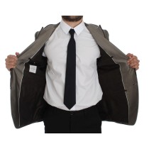 Dolce & Gabbana Eleganter schlanker Blazer aus brauner Seide mit zwei Knöpfen