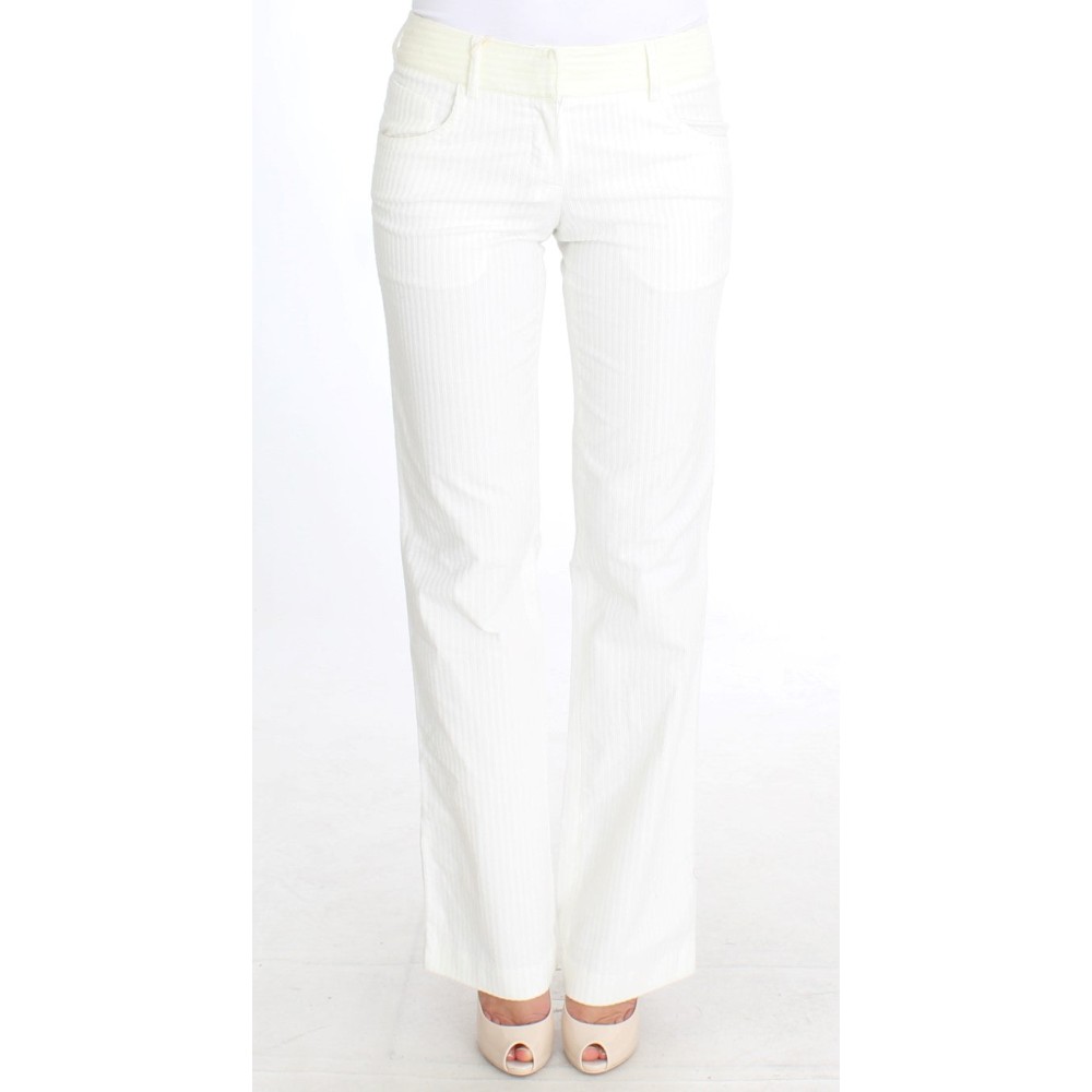 Ermanno Scervino Schicke weiße gestreifte Straight Fit Hose