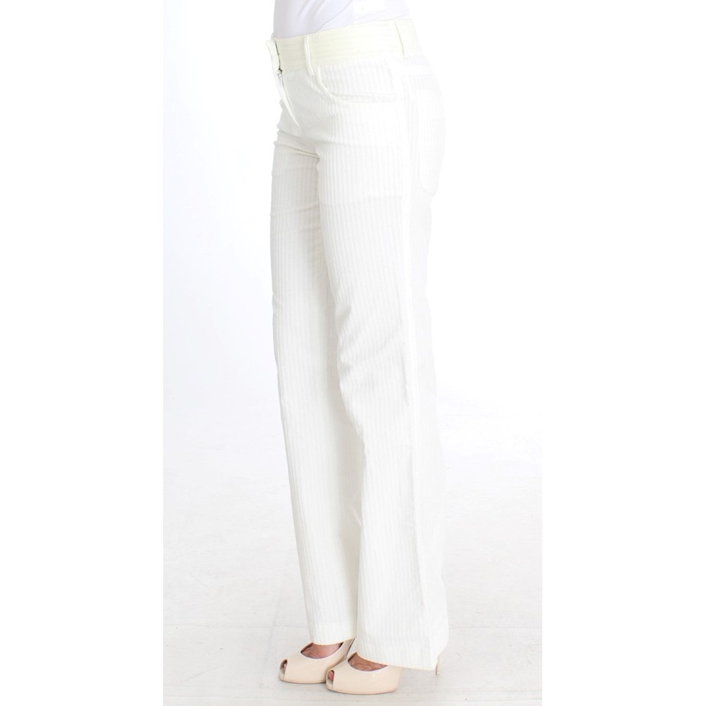 Ermanno Scervino Schicke weiße gestreifte Straight Fit Hose