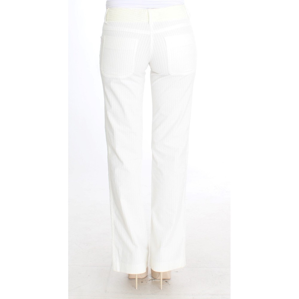 Ermanno Scervino Schicke weiße gestreifte Straight Fit Hose