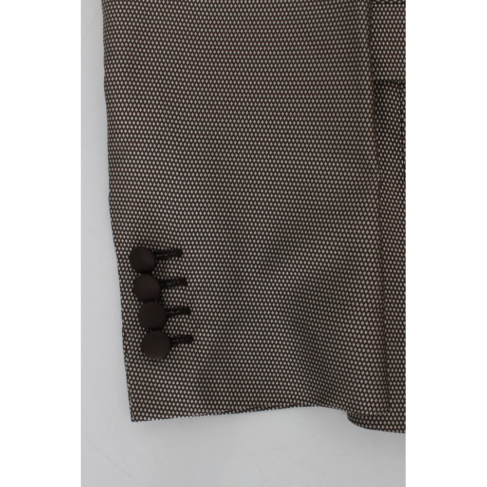 Dolce & Gabbana Eleganter schlanker Blazer aus brauner Seide mit zwei Knöpfen