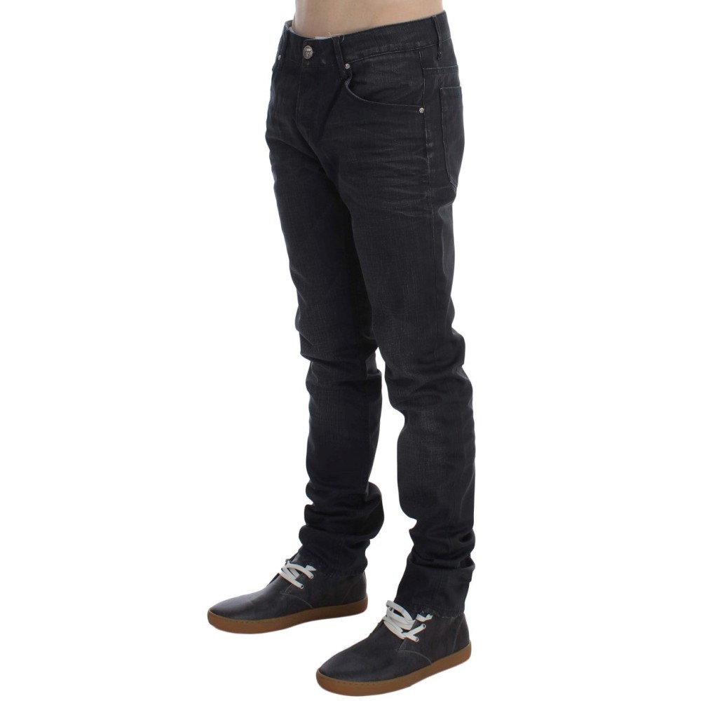 Acht Glatte graue Slim Fit italienische Herrenjeans