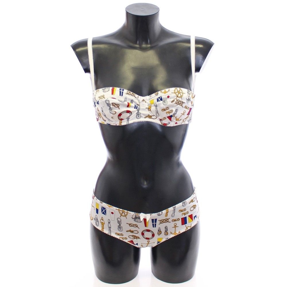 Dolce & Gabbana Elegantes weißes Seemannsunterwäsche-Set mit Druck