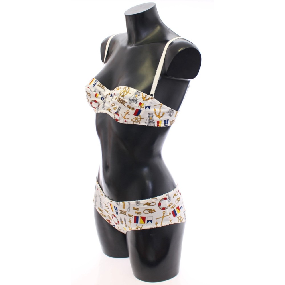 Dolce & Gabbana Elegantes weißes Seemannsunterwäsche-Set mit Druck