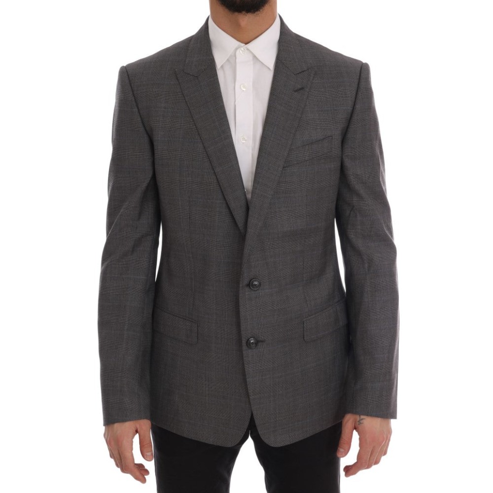 Dolce & Gabbana Schlichter grauer karierter Wollblazer