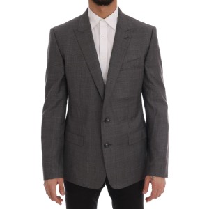 Dolce & Gabbana Schlichter grauer karierter Wollblazer