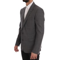 Dolce & Gabbana Schlichter grauer karierter Wollblazer