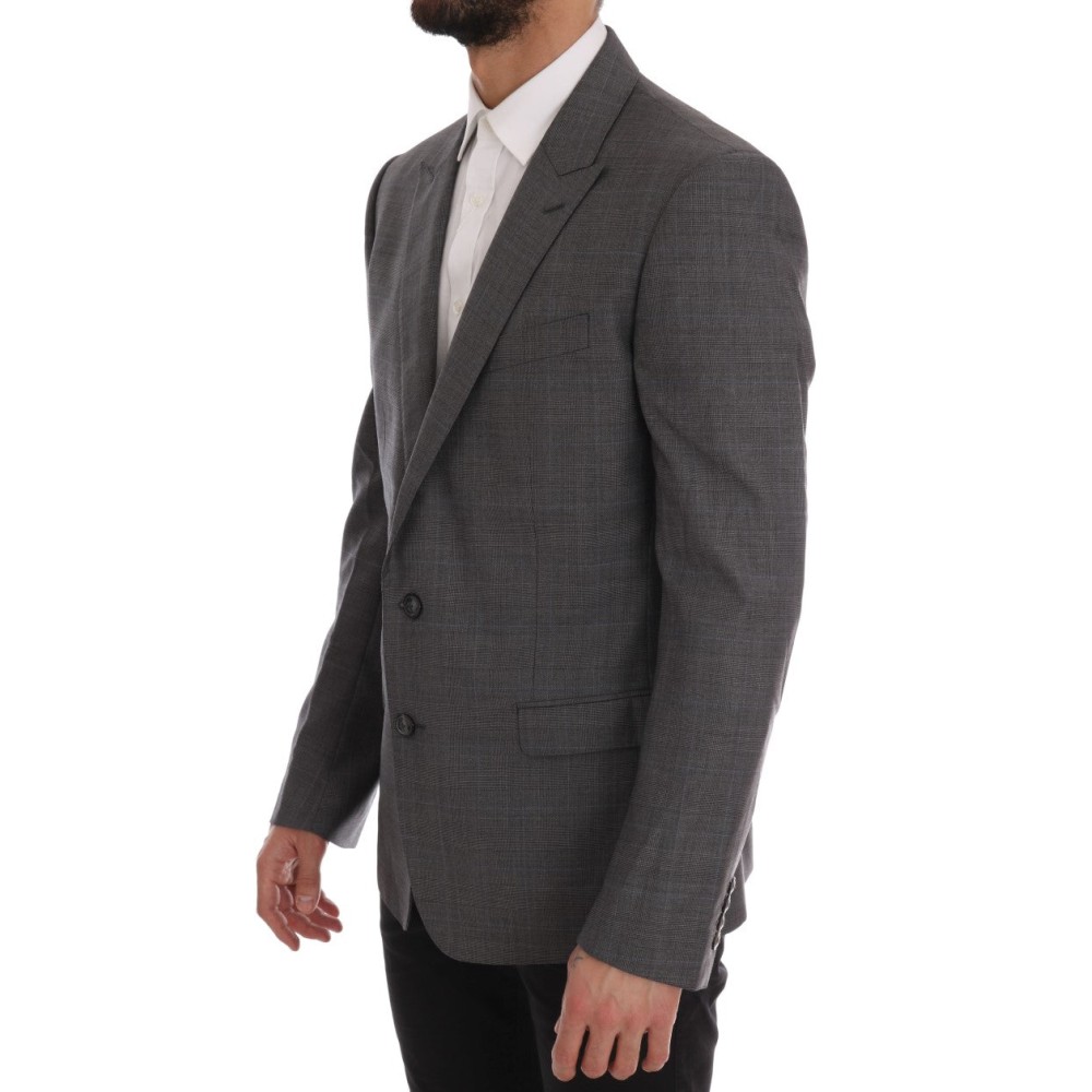 Dolce & Gabbana Schlichter grauer karierter Wollblazer