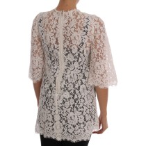 Dolce & Gabbana Elegante weiße Mini-Bluse mit Spitzenverzierung
