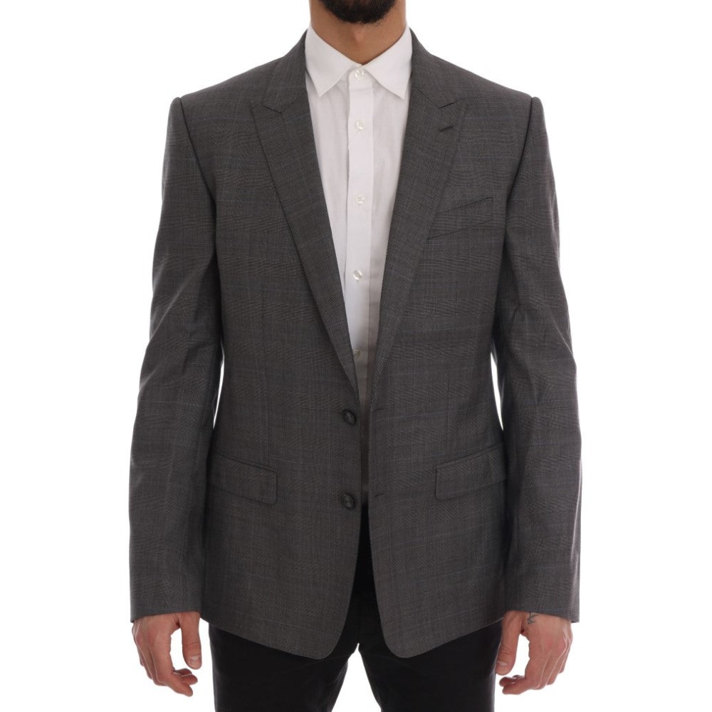 Dolce & Gabbana Schlichter grauer karierter Wollblazer