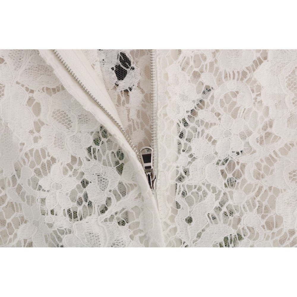 Dolce & Gabbana Elegante weiße Mini-Bluse mit Spitzenverzierung