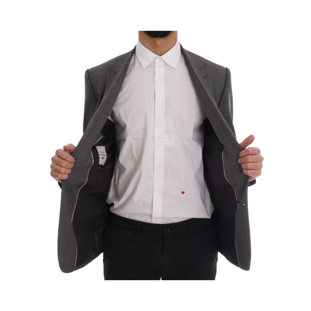 Dolce & Gabbana Schlichter grauer karierter Wollblazer